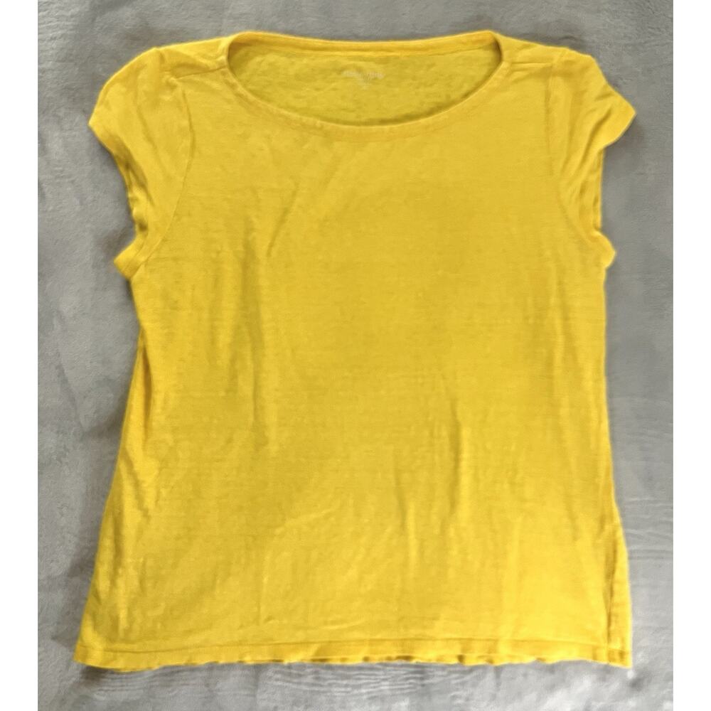 Eileen Fisher Organic Linen S Petite Slub Tee T-Shirt Sunshine Elevated Basic